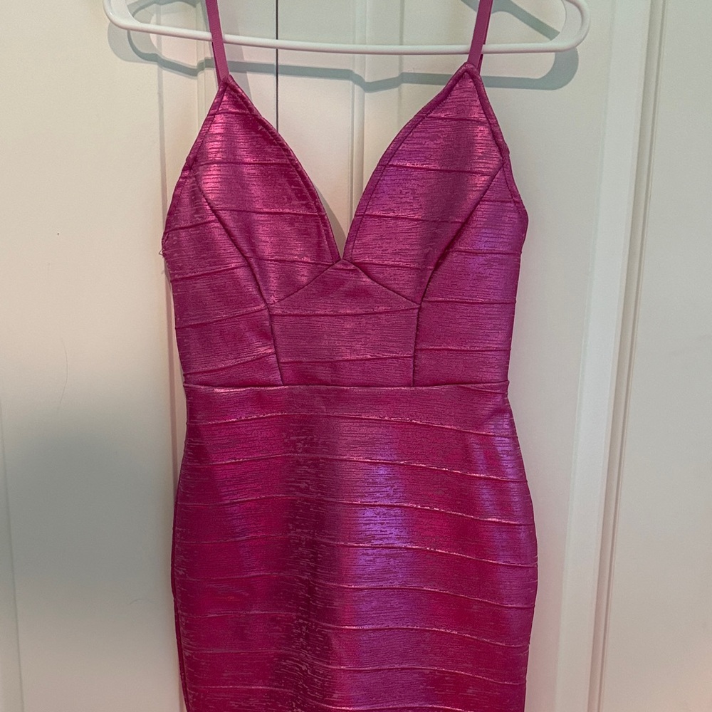 Fuchsia Spaghetti Strap Sheath Dress